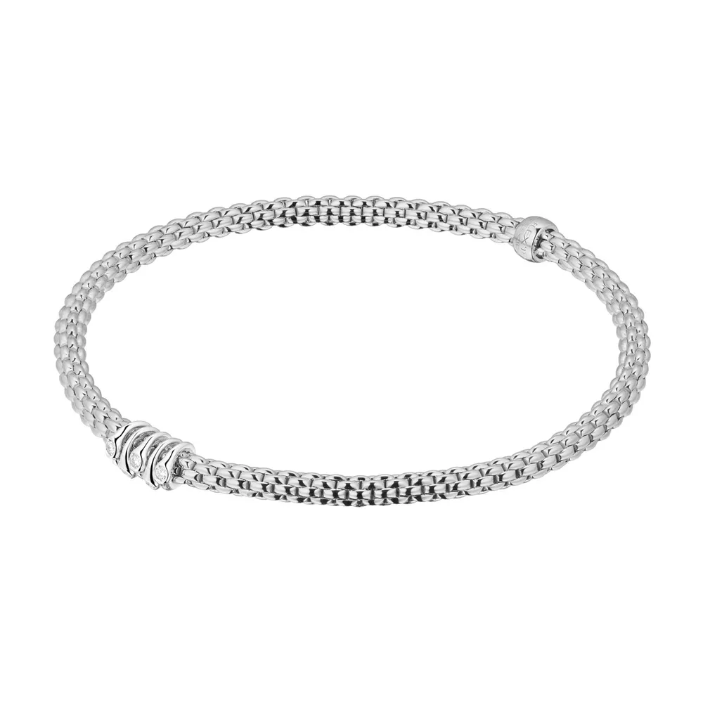 Fope 18ct White Gold Flex'it Prima 0.07cttw Diamond Bracelet