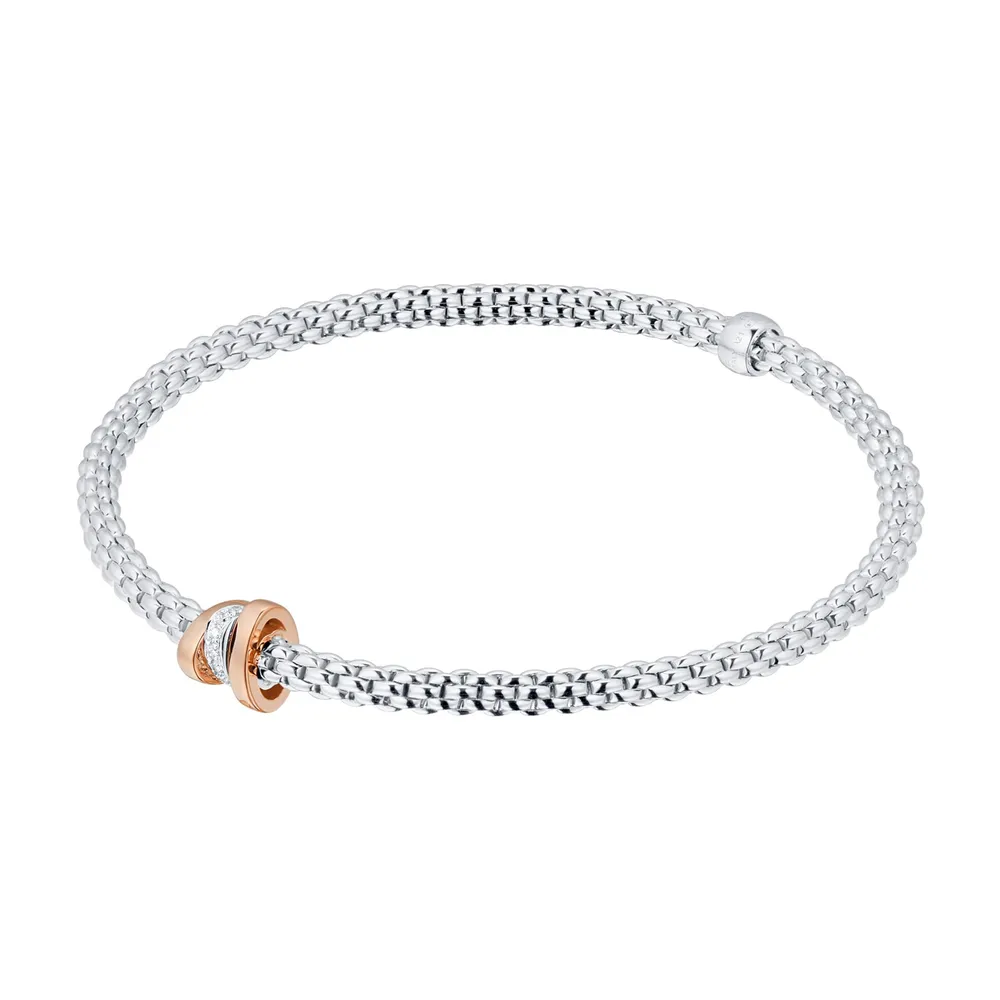 Fope 18ct White Gold Flex'it Prima 0.10cttw Diamond Bracelet