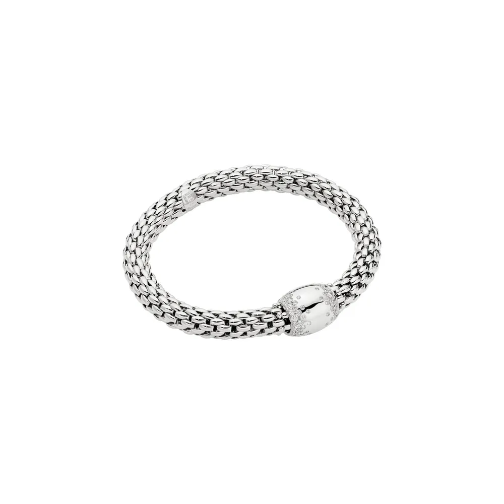 Fope 18ct White Gold Love Nest Diamond Bracelet - Size Medium