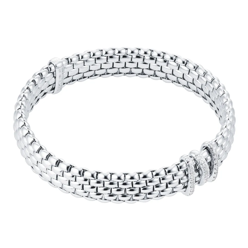 Fope 18ct White Gold Panorama Pave 0.23cttw Diamond Bracelet