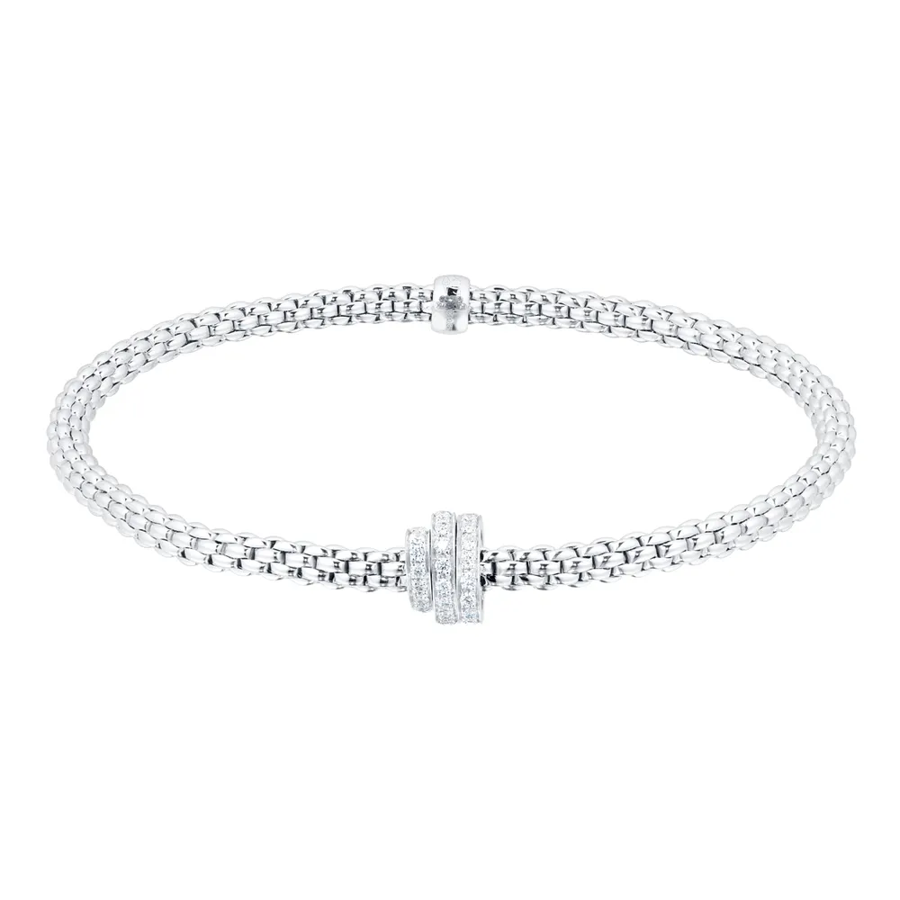 Fope 18ct White Gold Pave Flex'it Prima 0.31cttw Diamond Bracelet