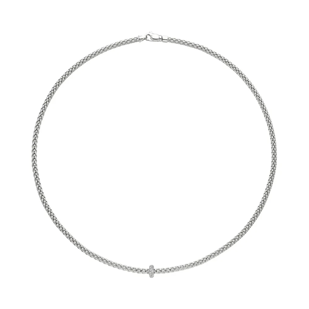 Fope 18ct White Gold Prima 0.18ct Diamond Necklace