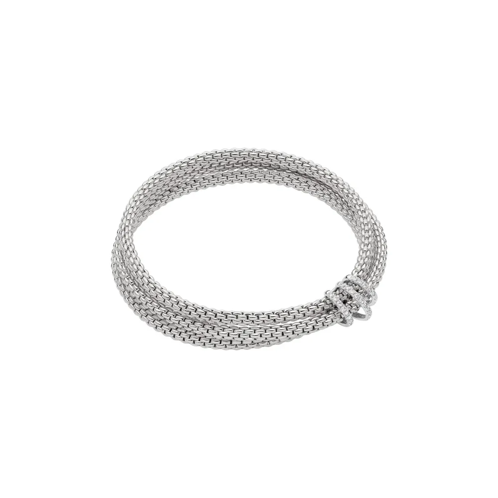 Fope 18ct White Gold Prima Flex'it 0.30ct Diamond Bracelet - Size Medium