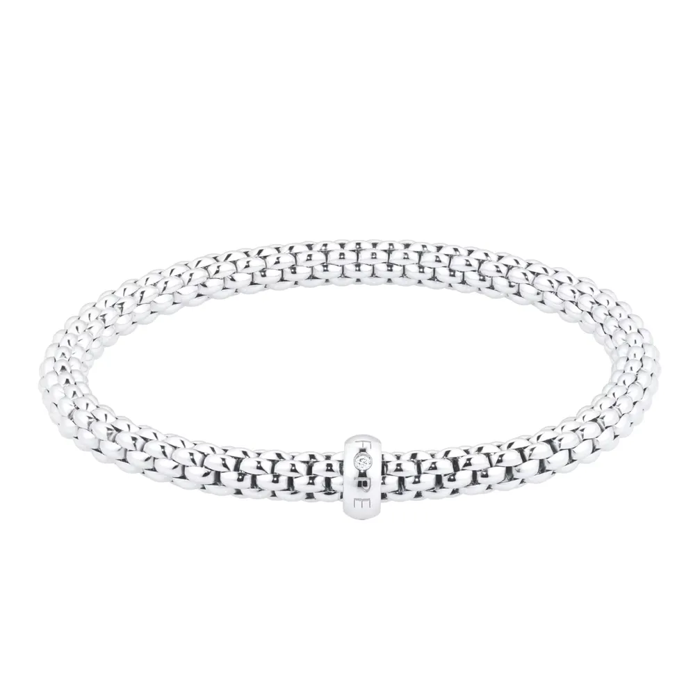Fope 18ct White Gold Solo Diamond Medium Bracelet