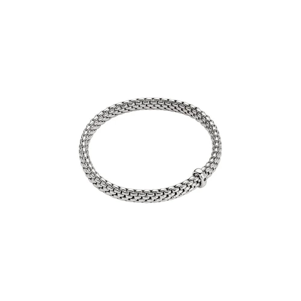 Fope 18ct White Gold Vendome Flex'it 0.01ct Black Diamond Bracelet - Size Extra Large