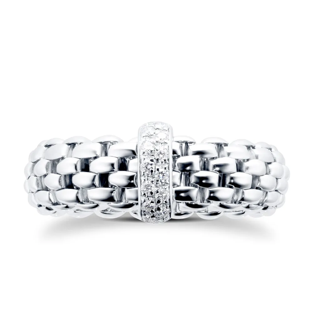 Fope 18ct White Gold Vendome Flex'It 0.10ct Diamond Ring - Ring Size Medium