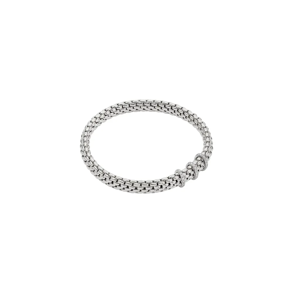 Fope 18ct White Gold Vendome Flex'it 0.23ct Diamond Bracelet - Size Medium