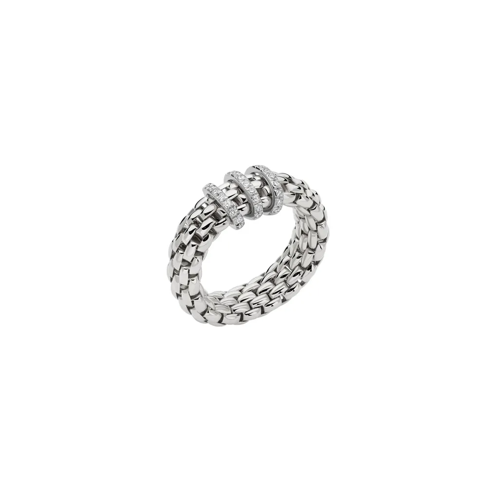 Fope 18ct White Gold Vendome Flex'it 0.23ct Diamond Ring - Ring Size Medium