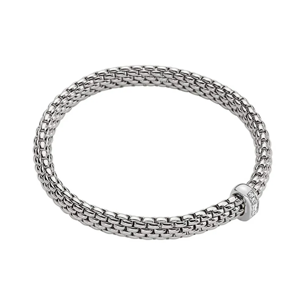 Fope 18ct White Gold Vendome Flex'it 0.24cttw Diamond Baguette Medium Bracelet