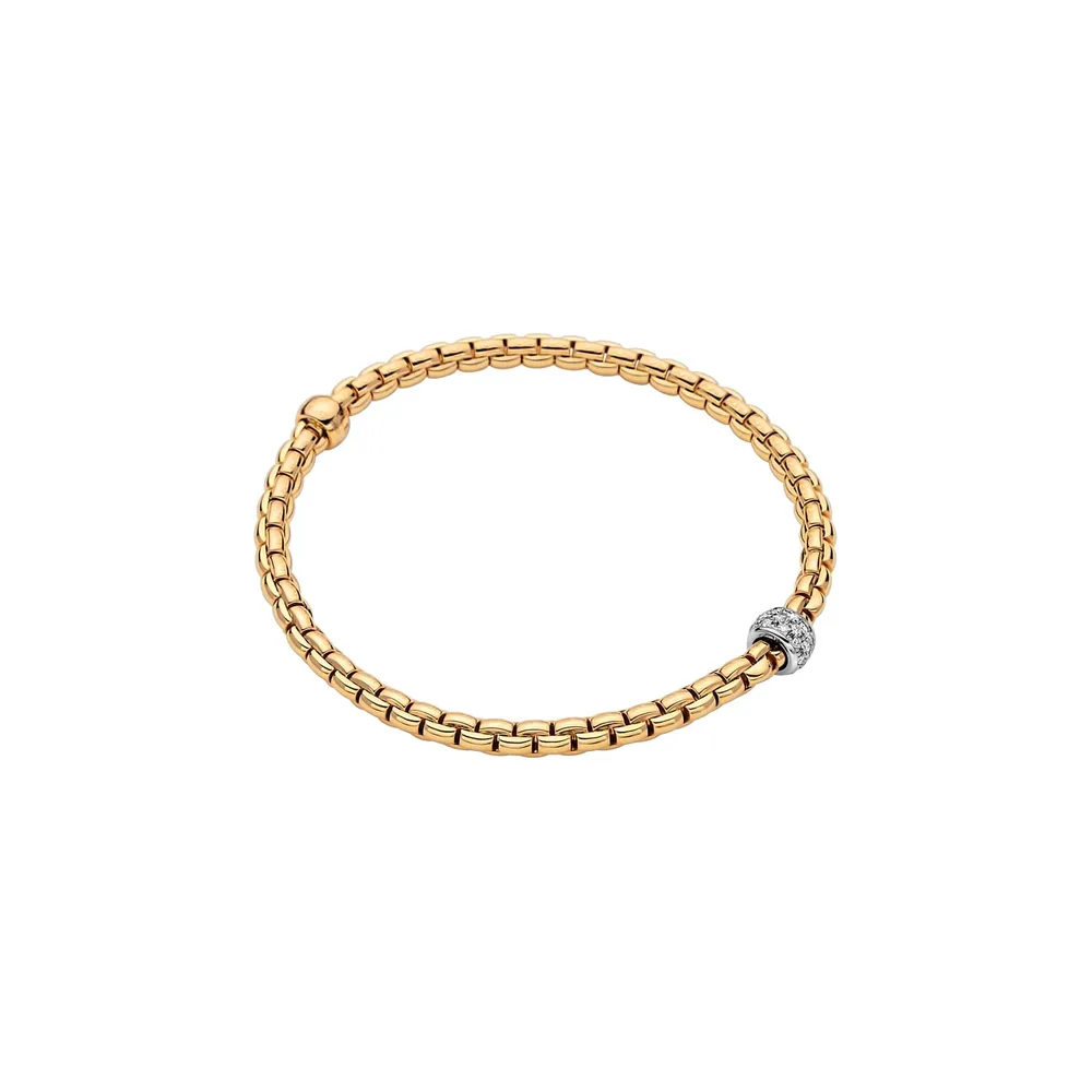 Fope 18ct Yellow & White Gold EKA Tiny 0.19cttw Diamond Bracelet