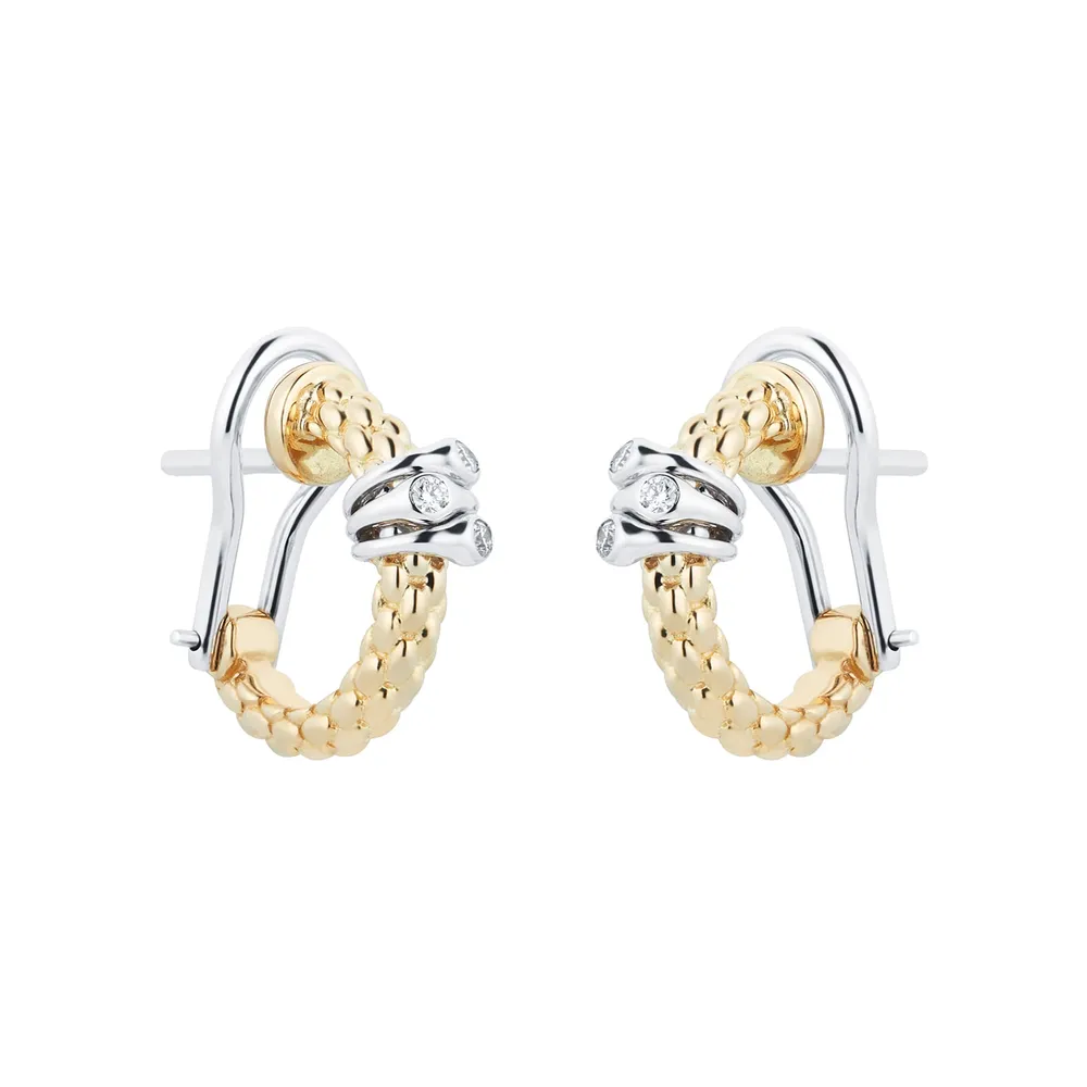 Fope 18ct Yellow & White Gold Flex'it Prima 0.08cttw Diamond Earrings