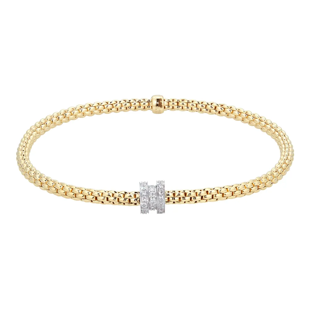 Fope 18ct Yellow & White Gold Flex'it Prima 0.31cttw Diamond Bracelet