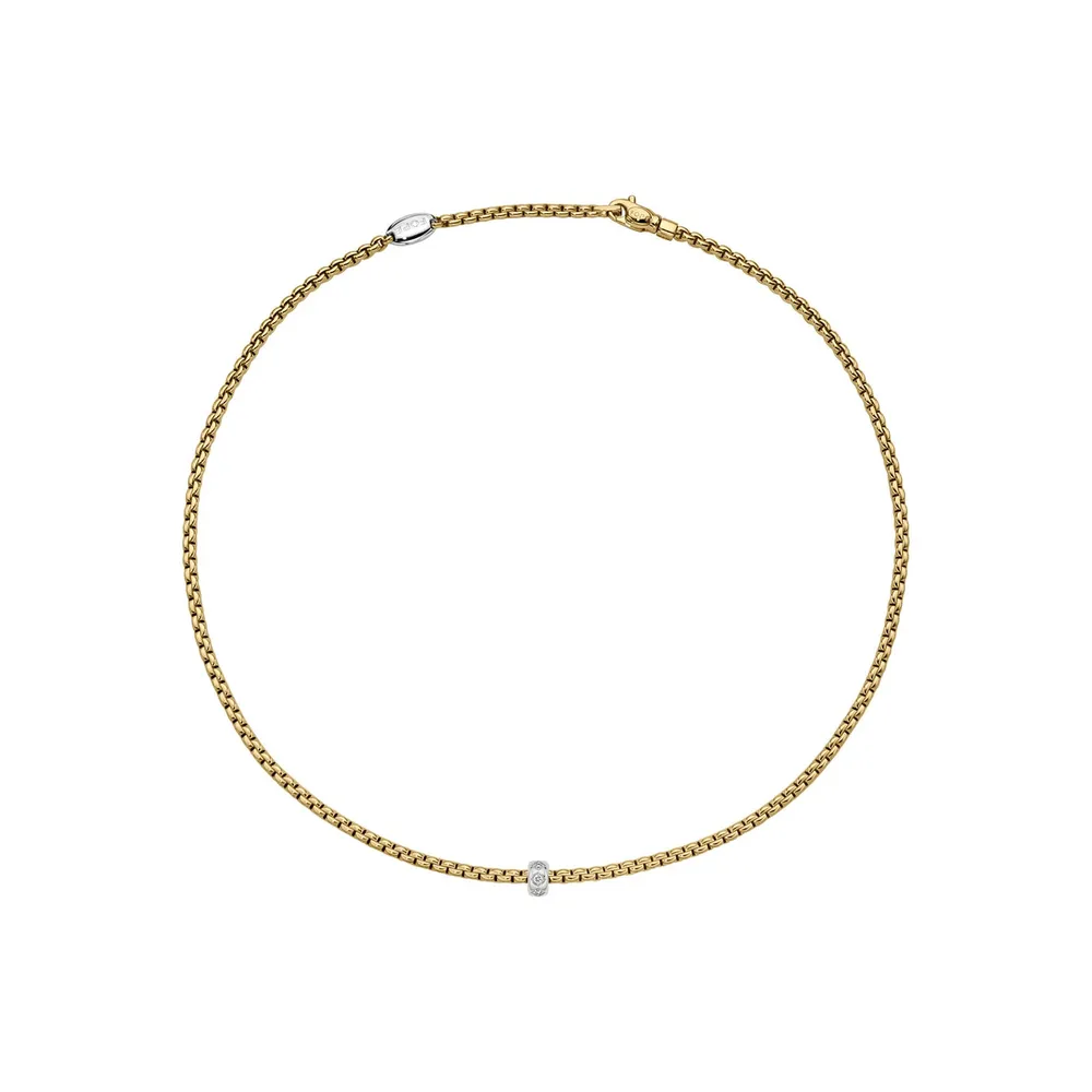 Fope 18ct Yellow Gold Eka 0.12ct Diamond Necklace