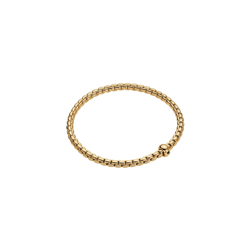 Fope 18ct Yellow Gold Eka Flex'it 0.01ct Black Diamond Bracelet - Size Large