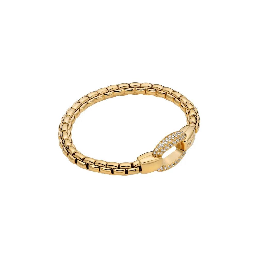 Fope 18ct Yellow Gold Eka Flex'it 0.71ct Diamond Clasp Bracelet - Size Medium