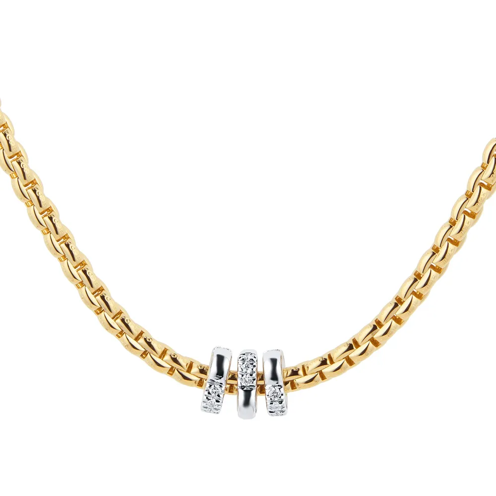 Fope 18ct Yellow Gold Eka Tiny 0.16cttw Diamond Necklace