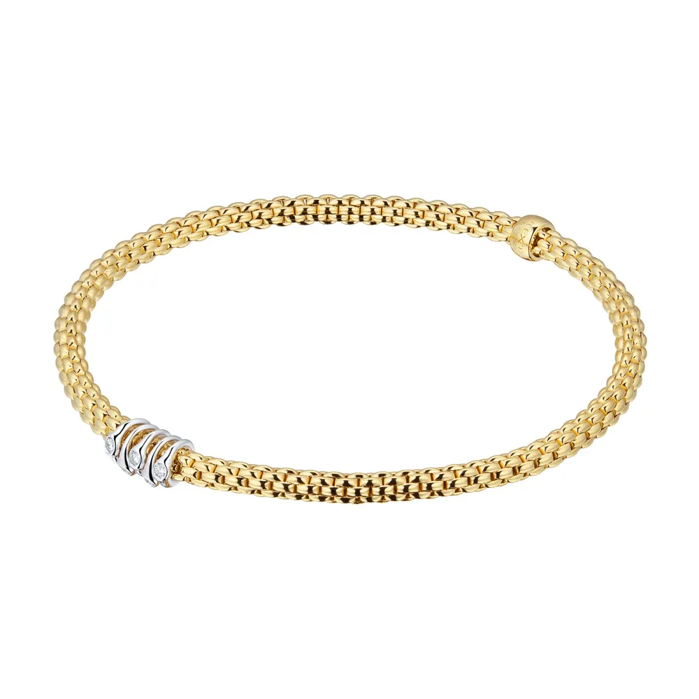 Fope 18ct Yellow Gold Flex'it Prima 0.07cttw Diamond Bracelet
