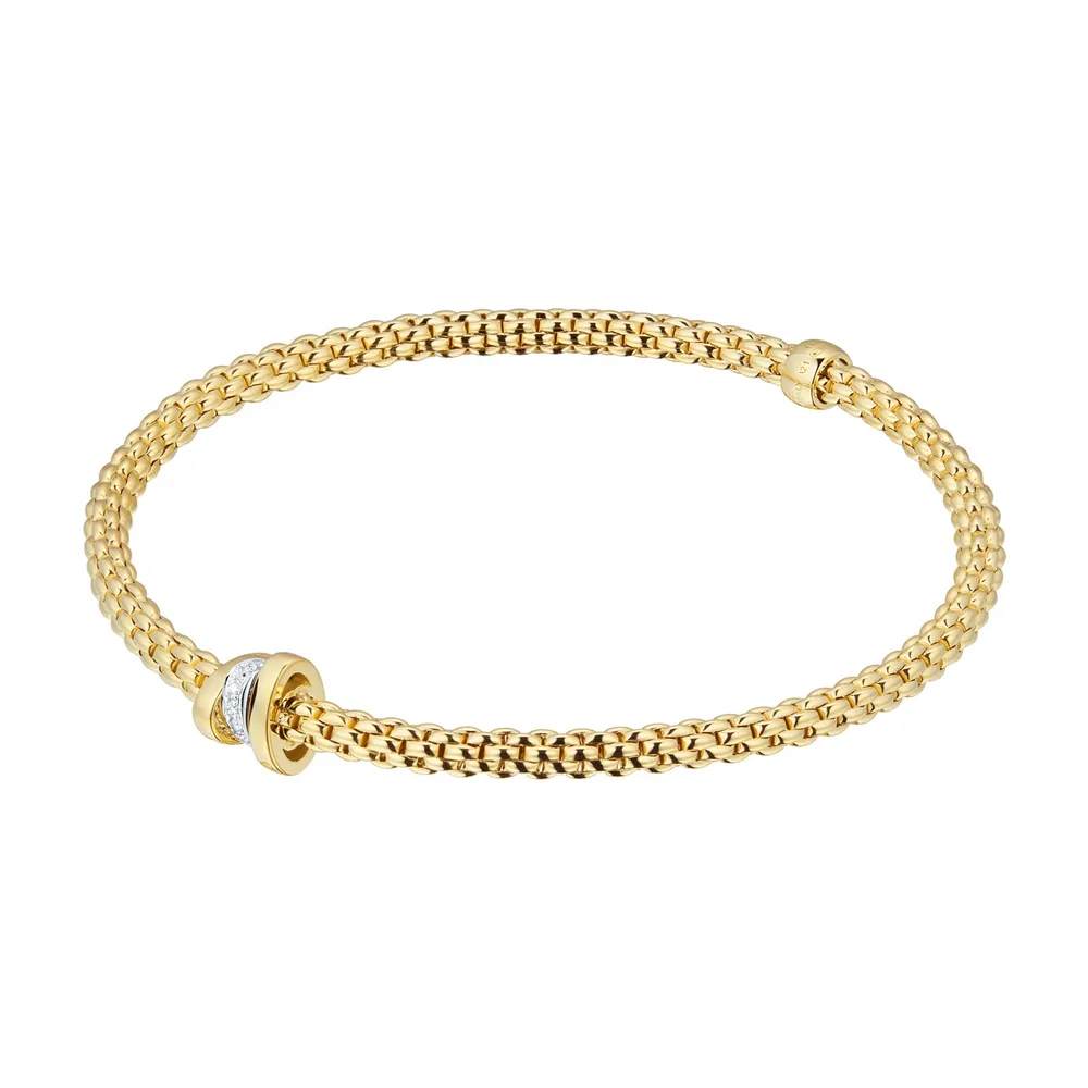 Fope 18ct Yellow Gold Flex'it Prima 0.10cttw Diamond Bracelet
