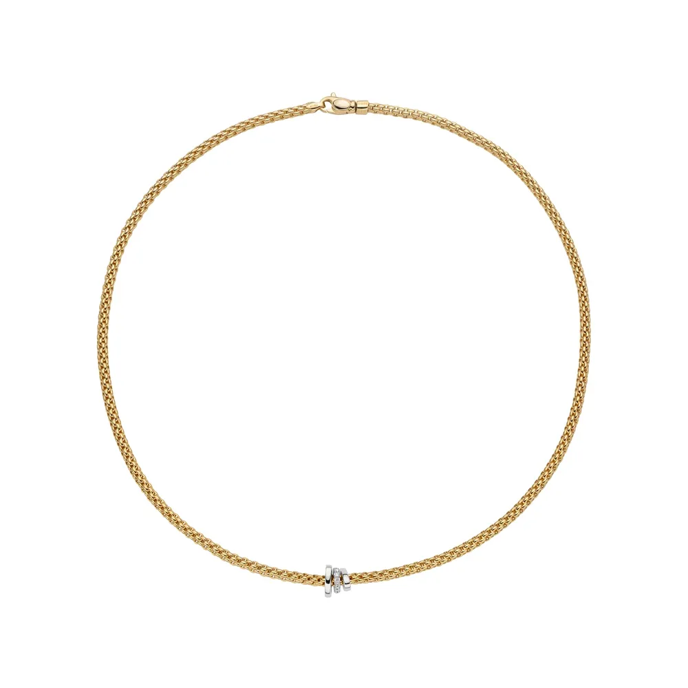 Fope 18ct Yellow Gold Flex'it Prima 0.10cttw Diamond Necklace