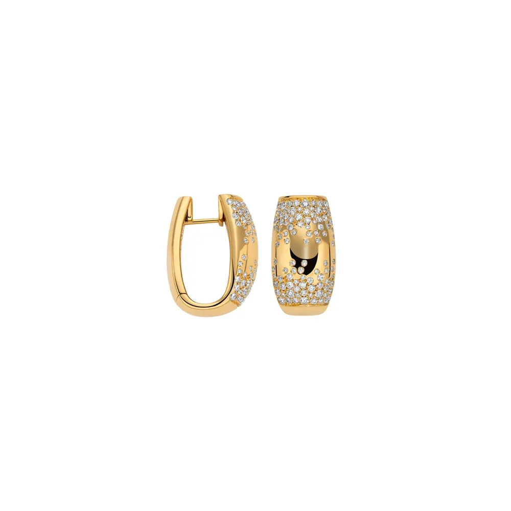 Fope 18ct Yellow Gold Love Nest Pave Diamond Hoop Earrings