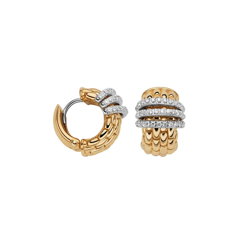 Fope 18ct Yellow Gold Panorama 0.46ct Diamond Hoop Earrings