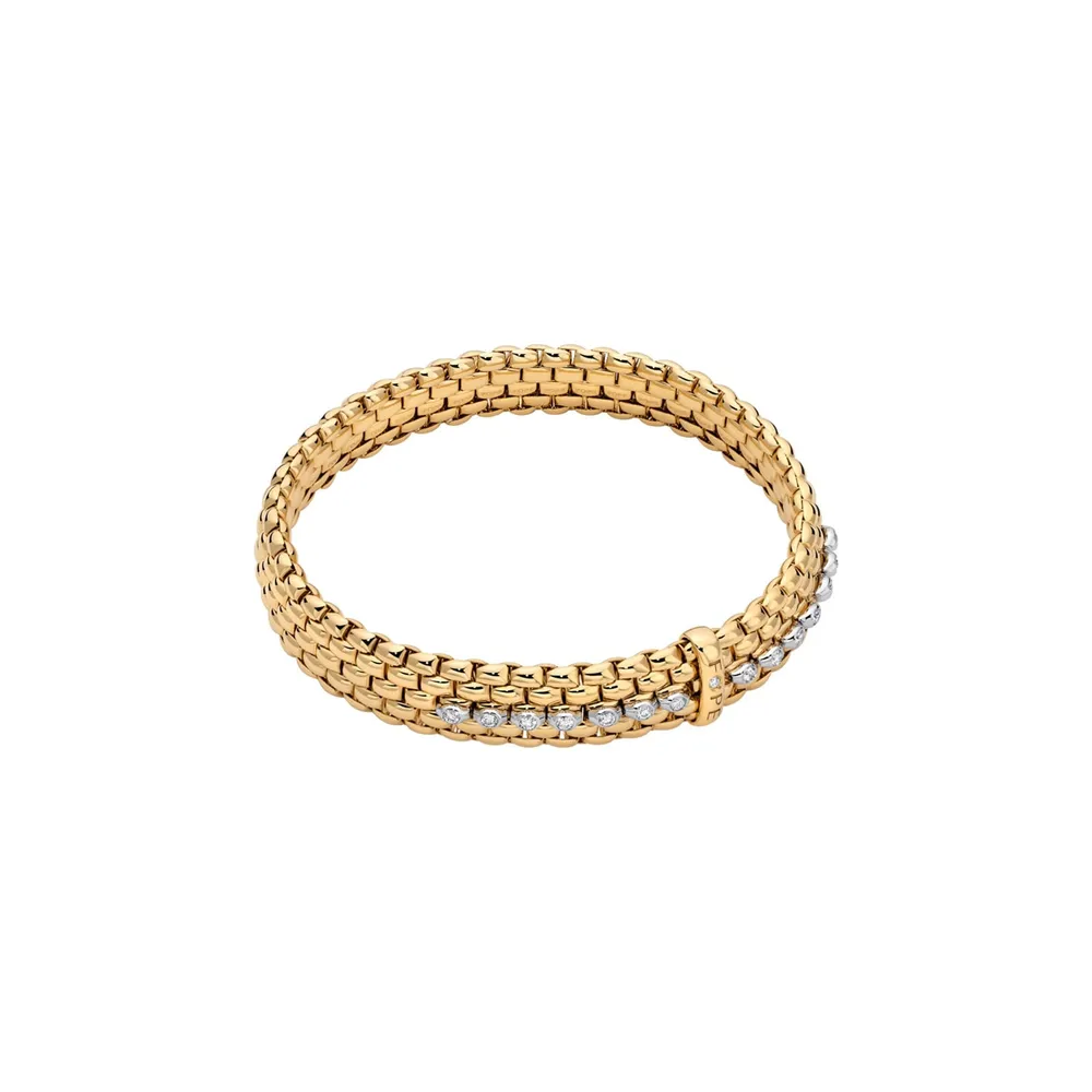 Fope 18ct Yellow Gold Panorama Diamond Bracelet - Size Medium