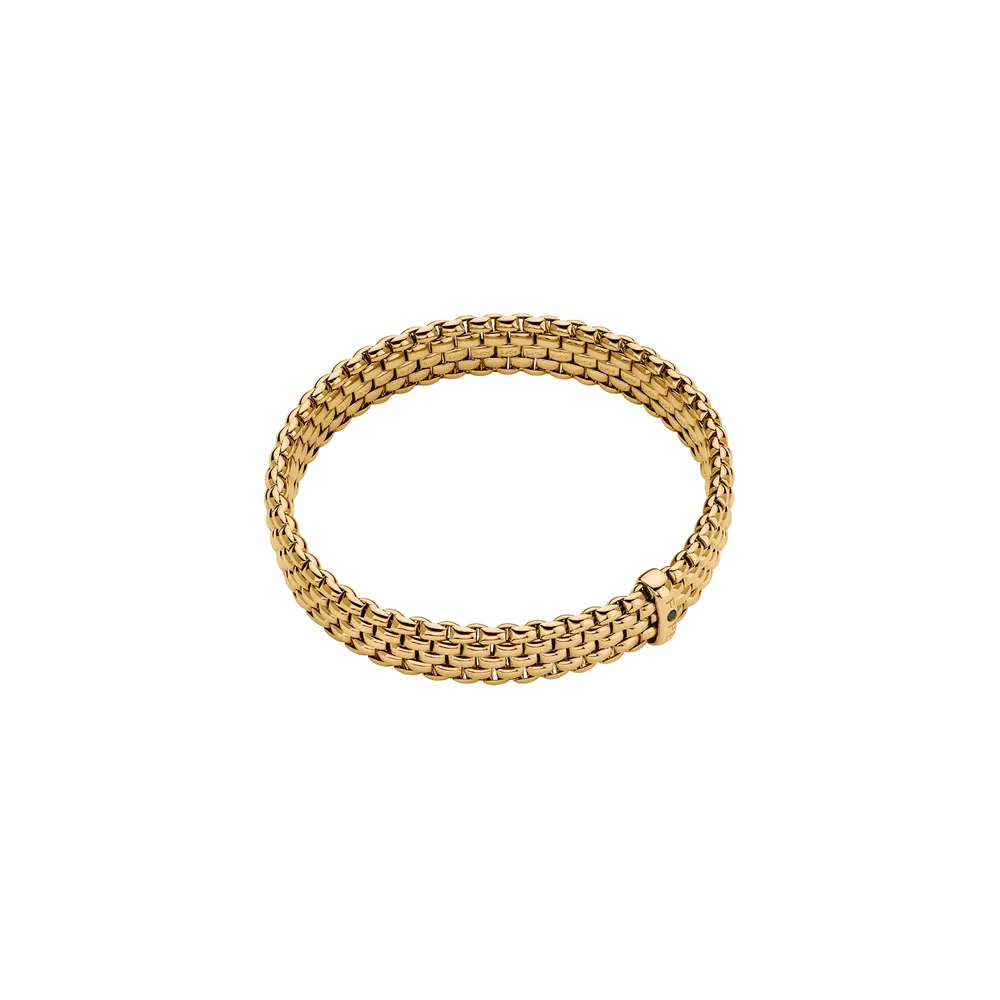 Fope 18ct Yellow Gold Panorama Flex'it 0.01ct Black Diamond Bracelet - Size Extra Large