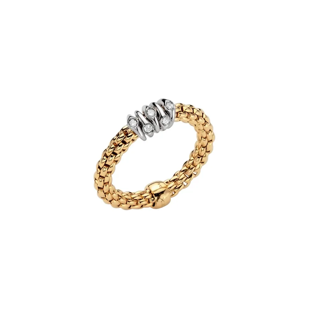 Fope 18ct Yellow Gold Prima Flex'it 0.07ct Diamond Ring - Medium
