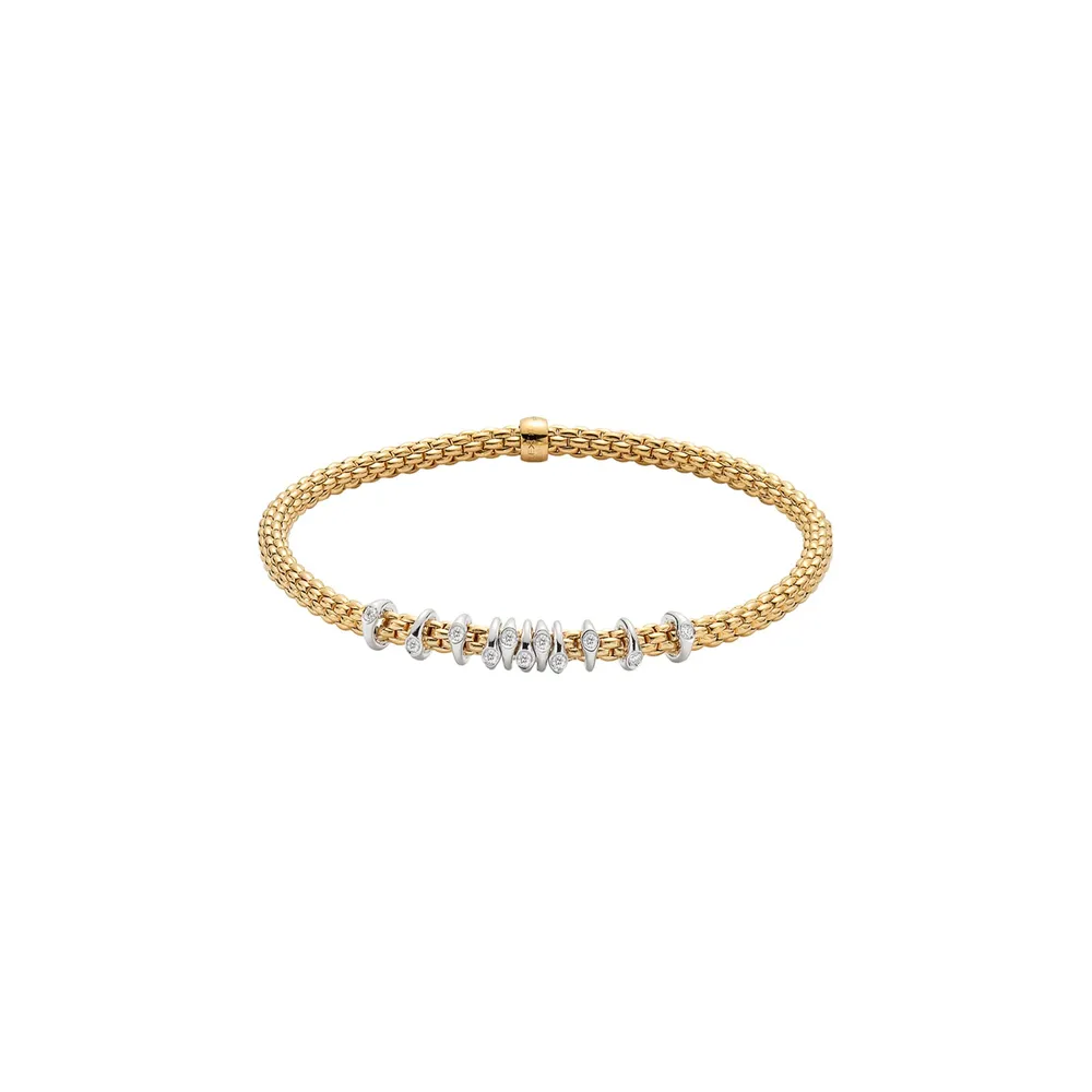 Fope 18ct Yellow Gold Prima Flex'it 0.15ct Diamond Bracelet
