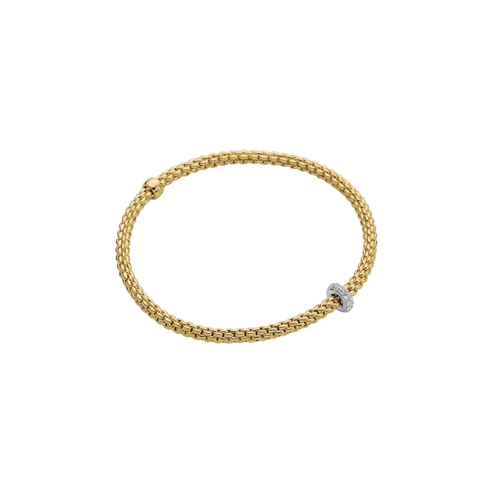 Fope 18ct Yellow Gold Prima Flex'it 0.18ct Diamond Bracelet