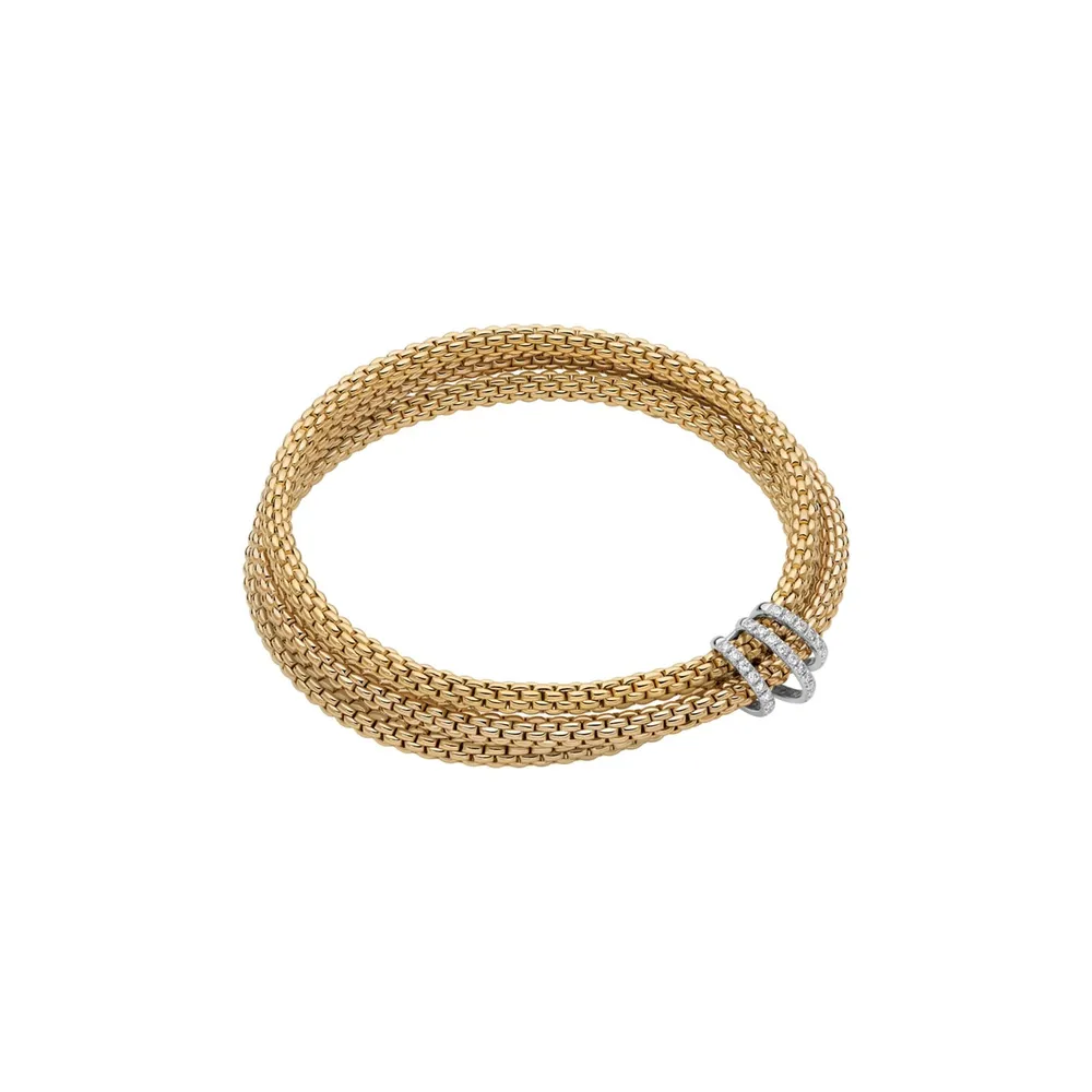 Fope 18ct Yellow Gold Prima Flex'it 0.30ct Diamond Bracelet - Size Medium
