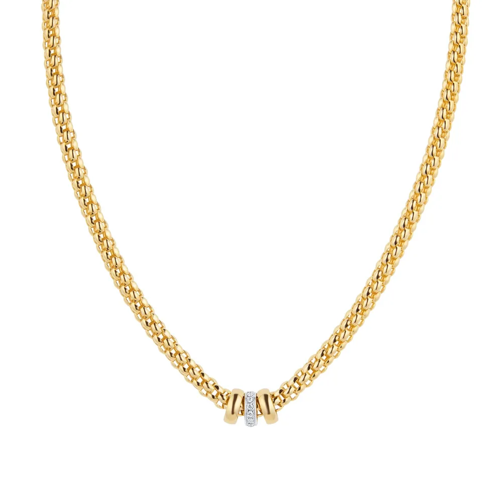 Fope 18ct Yellow Gold Solo 0.10ct Diamond Necklace