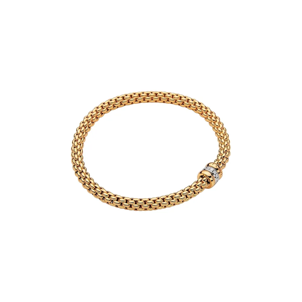 Fope 18ct Yellow Gold Solo Flex'it 0.10ct Diamond Bracelet