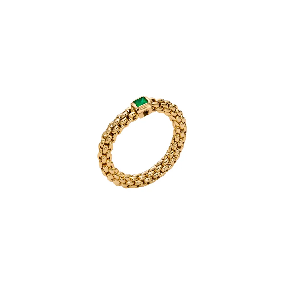 Fope 18ct Yellow Gold Souls Flex'it Emerald Ring - Small
