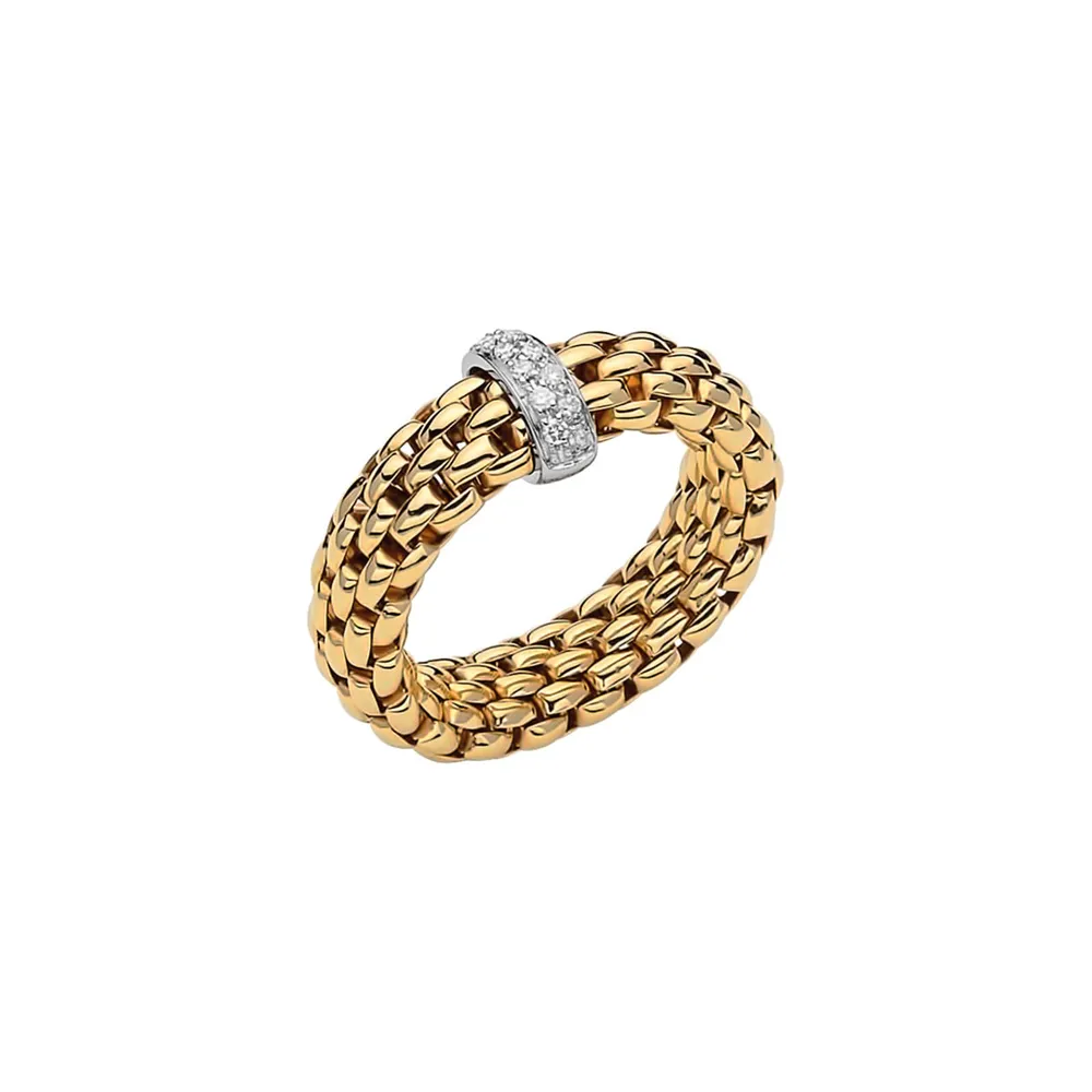Fope 18ct Yellow Gold Vendome Flex'it 0.10ct Diamond Ring - Large