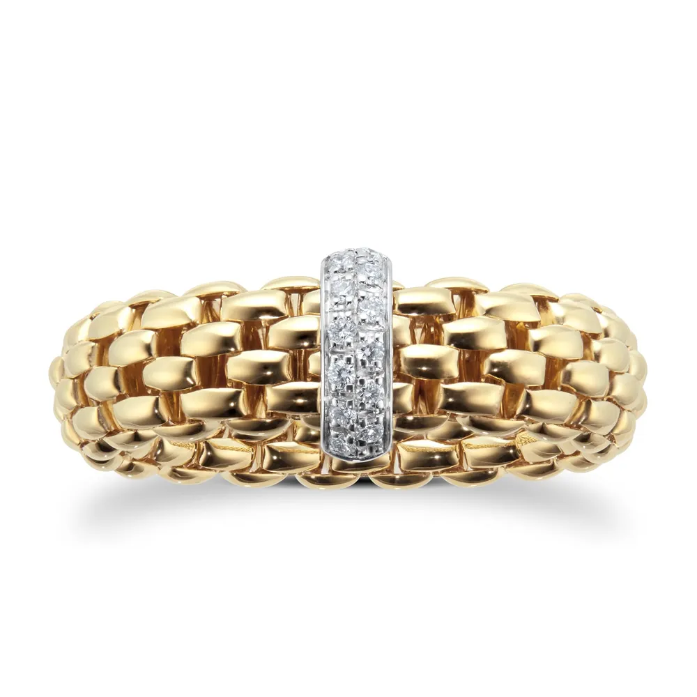 Fope 18ct Yellow Gold Vendome Flex'It 0.10ct Diamond Ring