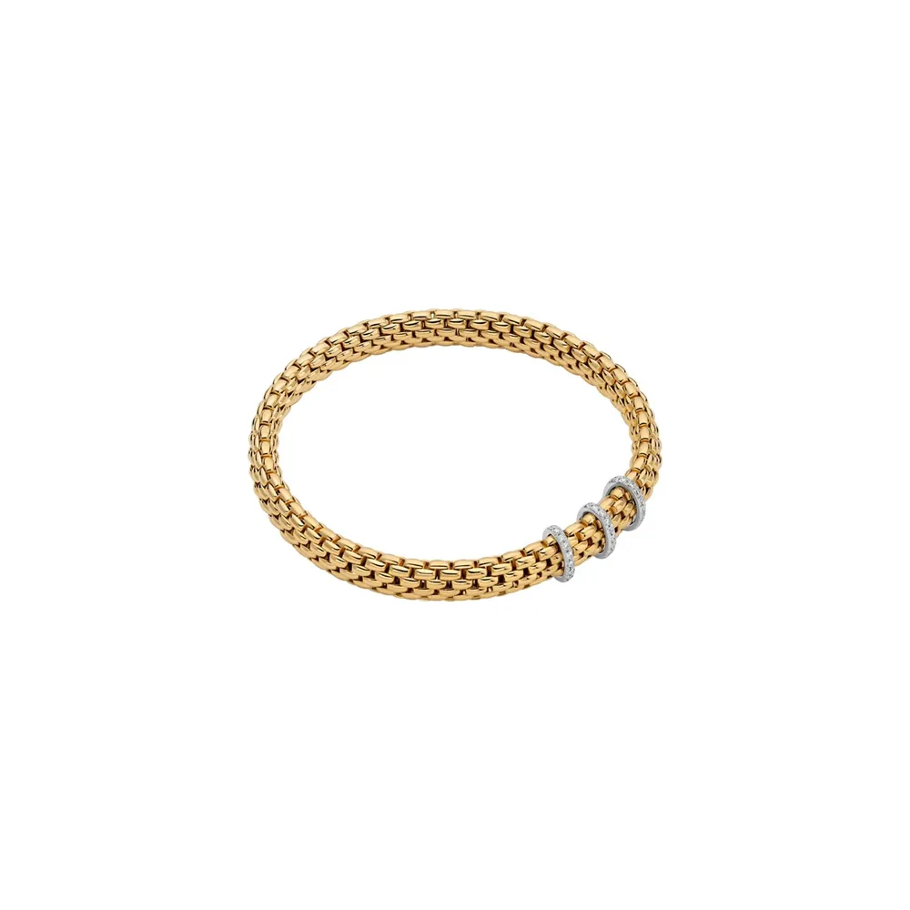 Fope 18ct Yellow Gold Vendome Flex'it 0.23ct Diamond Bracelet - Size Medium