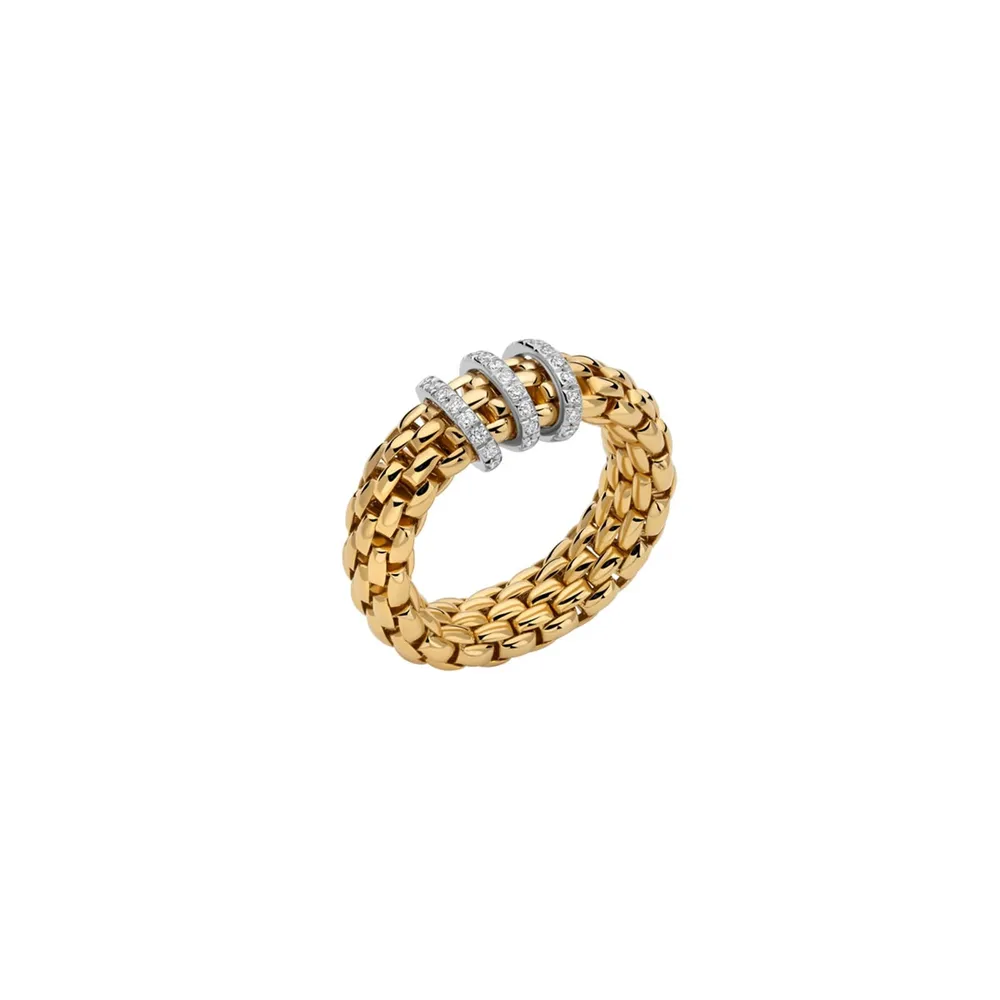 Fope 18ct Yellow Gold Vendome Flex'it 0.23ct Diamond Ring - Ring Size Medium