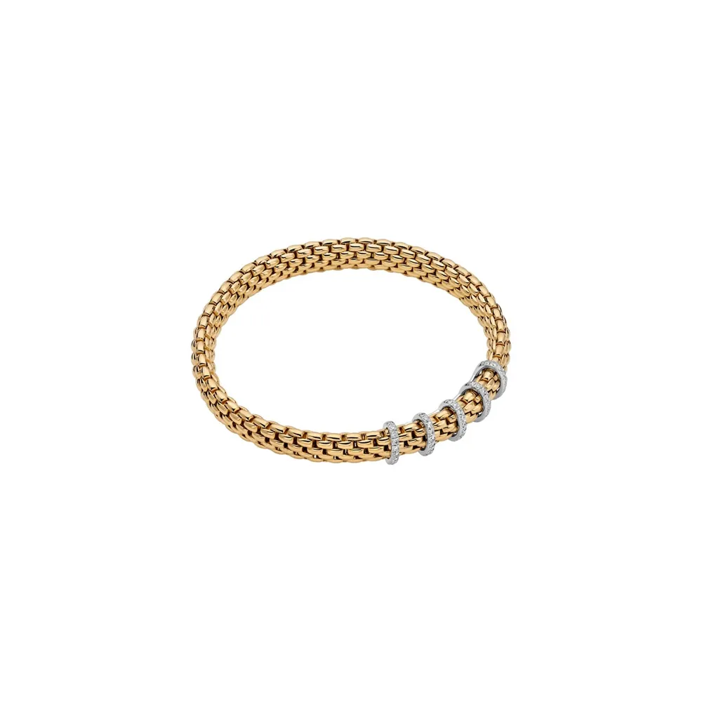 Fope 18ct Yellow Gold Vendome Flex'it 0.37ct Diamond Bracelet - Size Medium