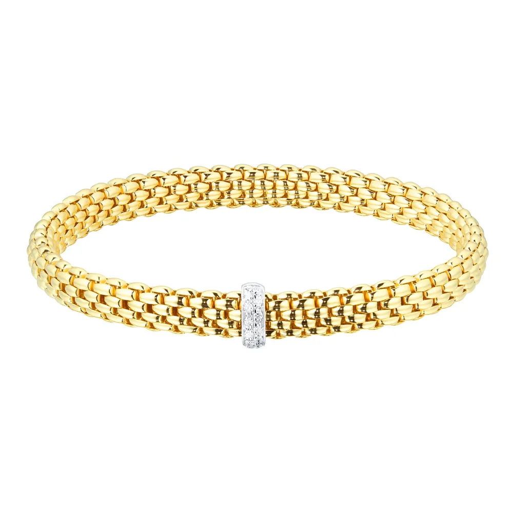 Fope 18ct Yellow Gold Vendome Flex'It Diamond 0.10cttw Diamond Bracelet