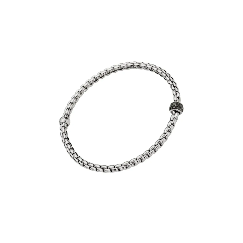 Fope Eka 18ct White Gold Black Pave Diamond Bracelet Medium
