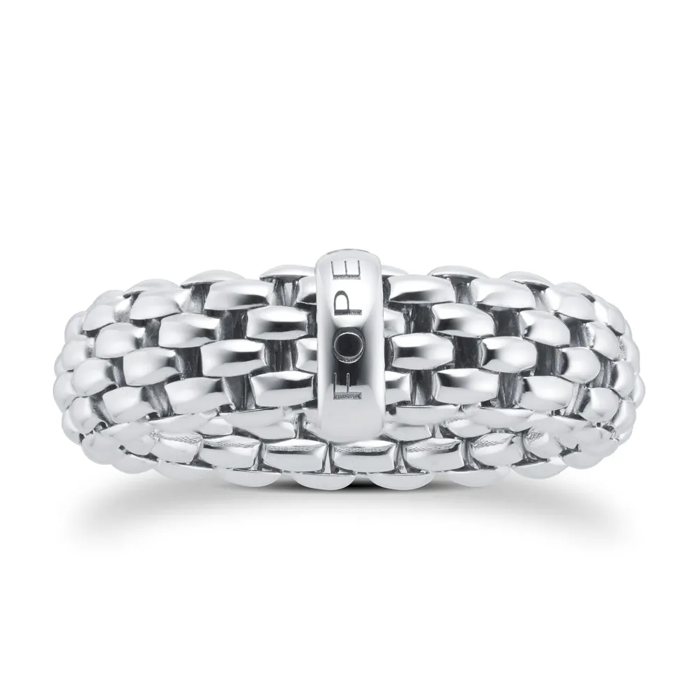Fope Essentials 18ct White Gold Flex'it 7mm Medium Ring