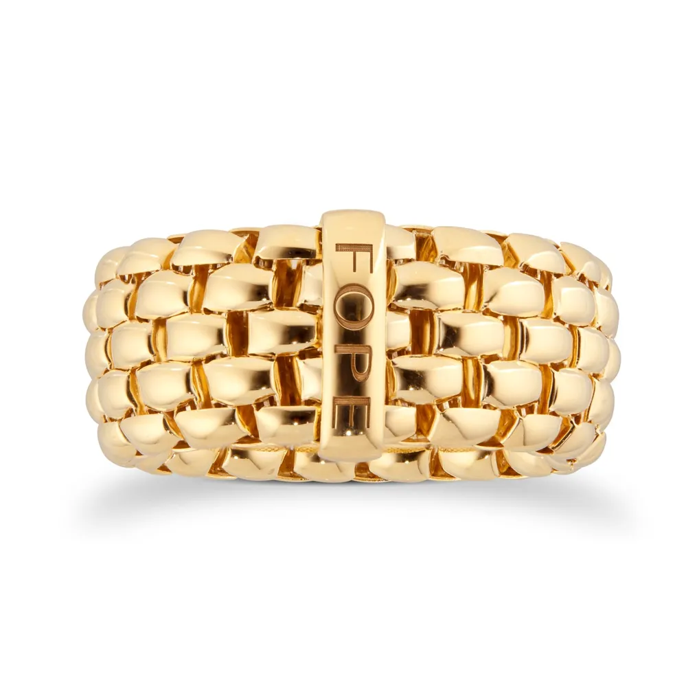 Fope Essentials 18ct Yellow Gold Flex'it 9.9mm Medium Ring