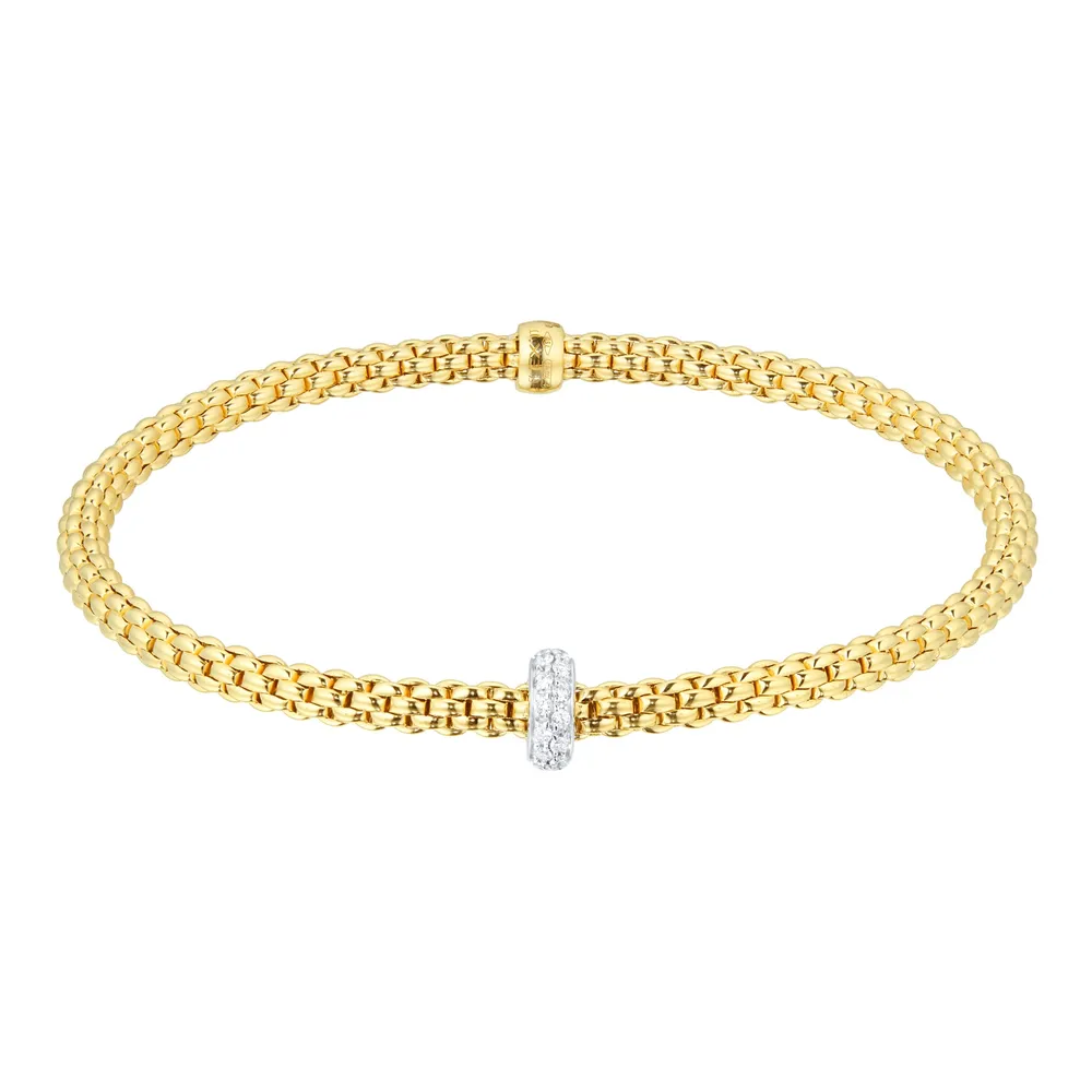 Fope Flex'it 18ct Yellow Gold 0.18ct Diamond Prima Bracelet