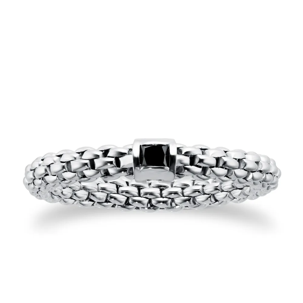 Fope Souls 18ct White Gold 0.14ct Black Diamond Ring - Large