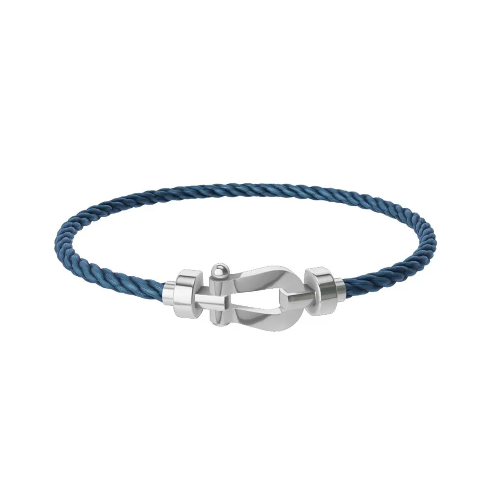 Fred Force 10 18ct White Gold Buckle & Blue Jean Cable Medium Model