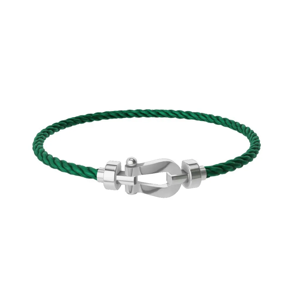 Fred Force 10 18ct White Gold Buckle & Emerald Green Cable Medium Model