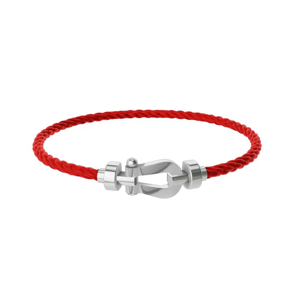 Fred Force 10 18ct White Gold Buckle & Red Cable Medium Model