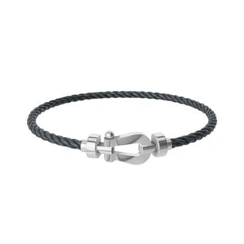 Fred Force 10 18ct White Gold Buckle & Storm Grey Cable Medium Model