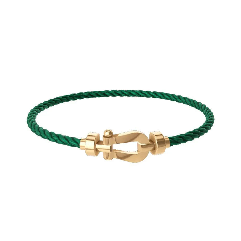 Fred Force 10 18ct Yellow Gold Buckle & Green Cable Medium Model